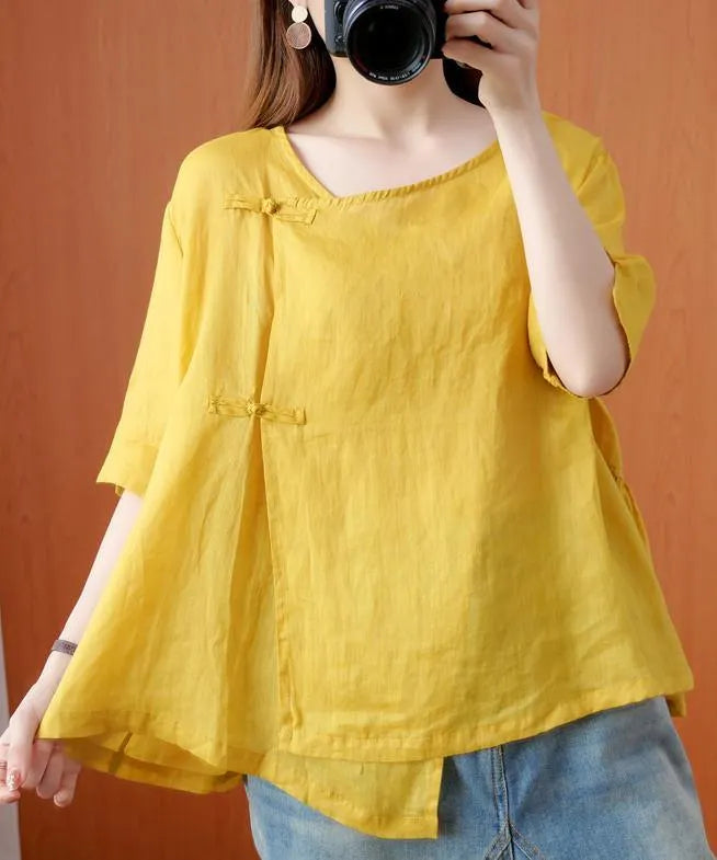 Bohemian yellow clothes o neck Cinched Dresses blouse