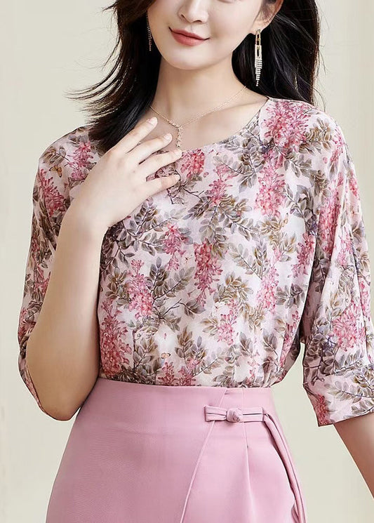 DIY Pink Print Chiffon Shirt Bracelet Sleeve