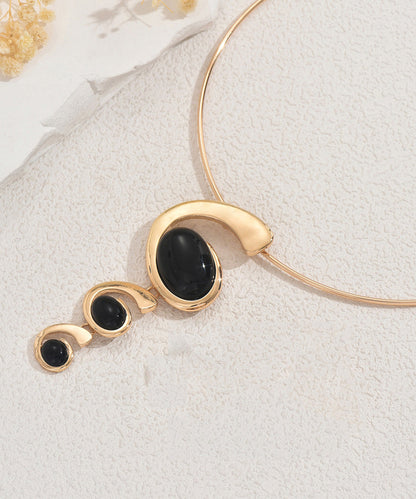 Unique Gold Copper Alloy Zircon Gem Stone Lariat Necklace