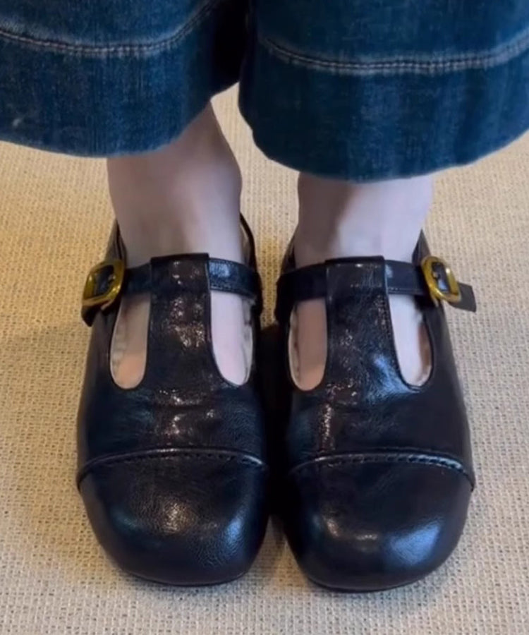 Black Loafers Sheepskin Comfy Splicing Fuzzy Wool Lined
