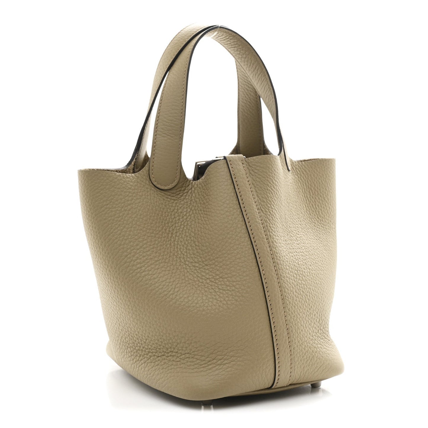 Taurillon Clemence Picotin Lock 18 PM Beige Marfa