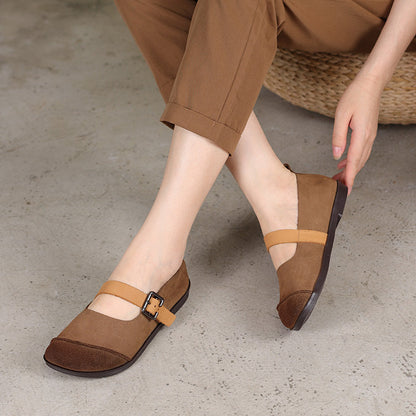 Women Summer Retro Leather Flat Casual Loafers