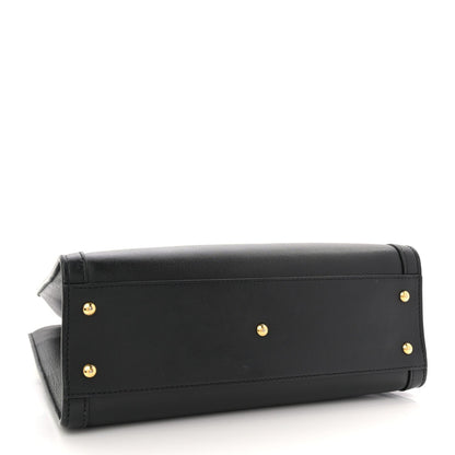 Calfskin Small Diana Tote Bag Black Yellow Fluo