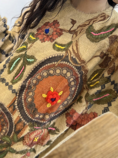 Autumn Women Floral Loose Sweater