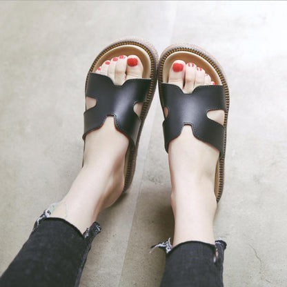 Cozy 2022 Leather Casual Flat-Bottomed Slippers