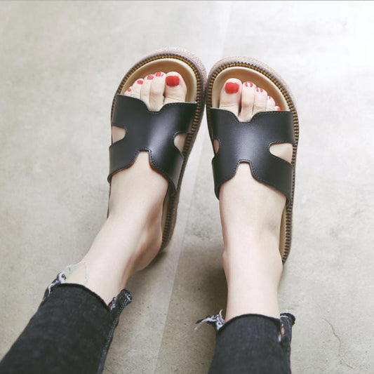Cozy 2022 Leather Casual Flat-Bottomed Slippers