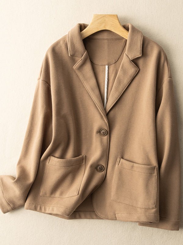 Classic Loose Versatile Suit Coat In Solid Color With Pockets