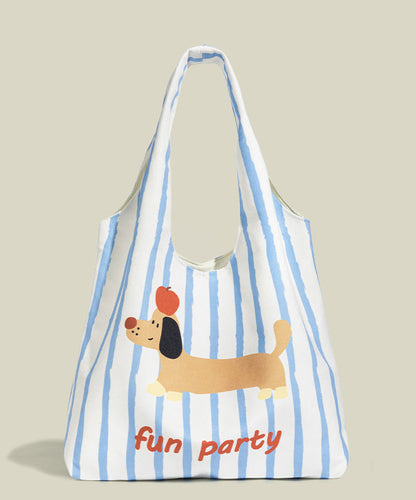 Art Dog Print Large Capacity Canvas Shoulder Bags