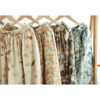 Cozy Retro Floral Printed Cotton A-Line Skirt