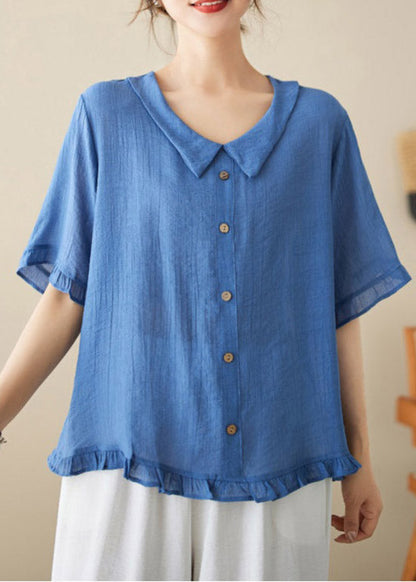 Blue Peter Pan Collar Solid T Skirt Summer