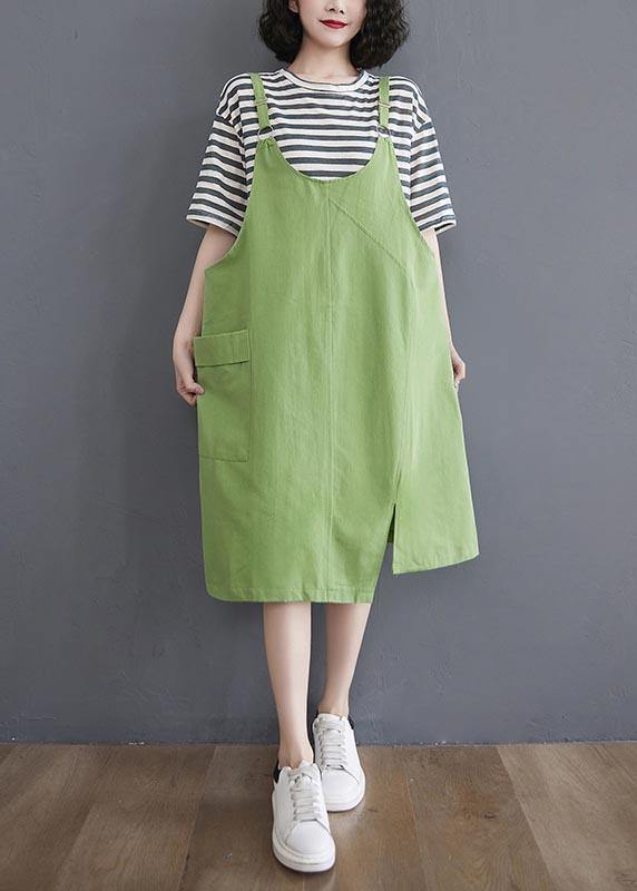 Two piece 2024 summer new strap skirt + striped T-shirt