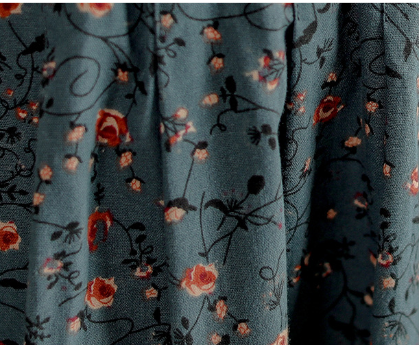 Retro Literary Floral Mid-Length Skirt