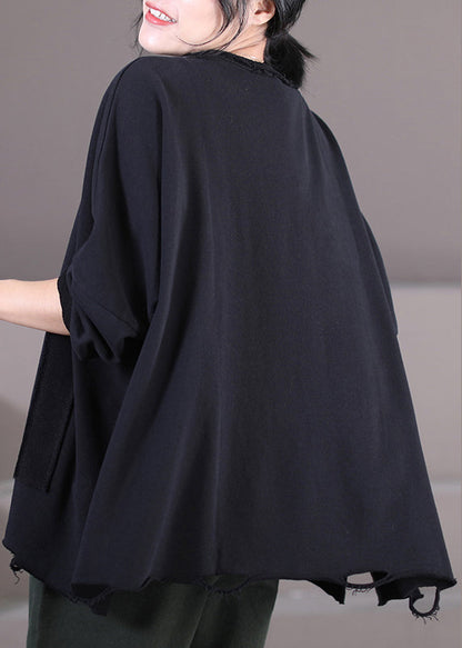 Plus Size Coffee O-Neck Side Open Sweatshirt Fall