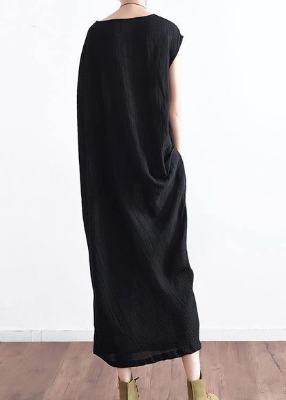 2021 Summer New Cotton Hemp Art Loose Asymmetric Dress