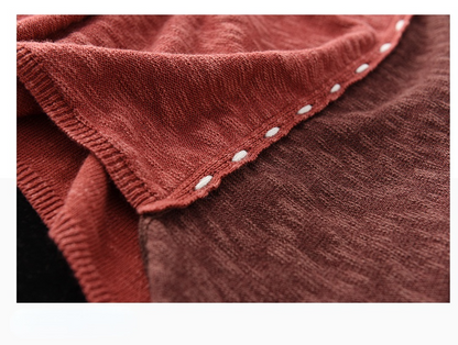 New Literary Retro Color Matching Knitted Top