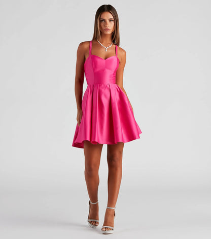 Shayna Lace-Up Skater Party Dress