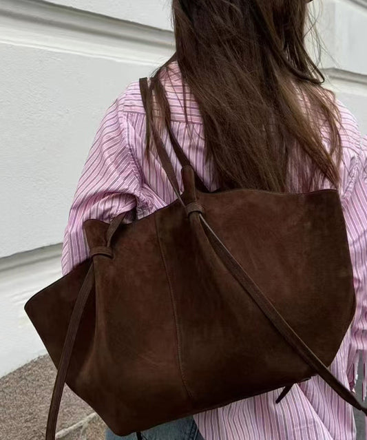 Classy Chocolate Sector Large Capacity Suede Shoulder Bags