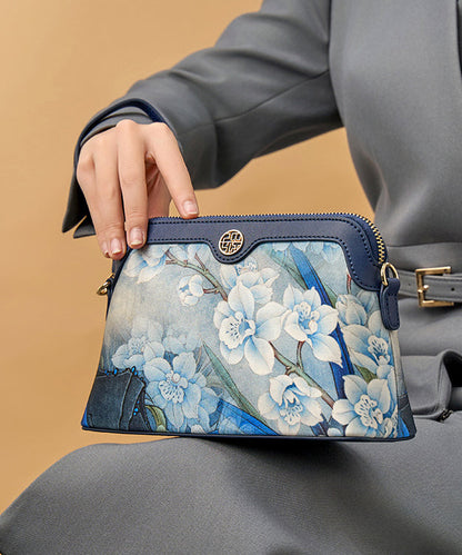 Organic Navy Print Versatile Silk Clutch Bag