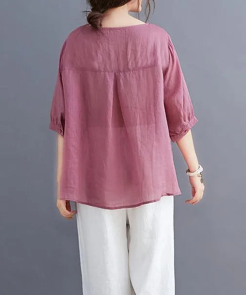 Organic rose clothes For Women v neck embroidery daily blouses