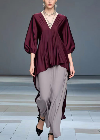 Boho Mulberry Low High Design Silk Shirt Bracelet Sleeve