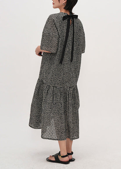 Women Black Oversized Print Cotton Maxi Dresses Summer