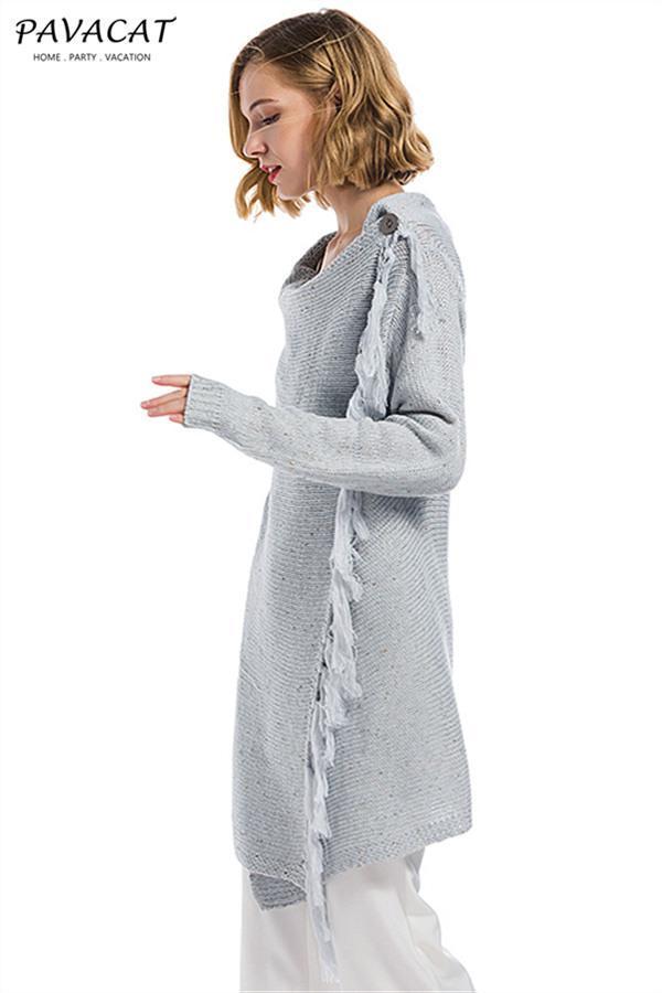 Tassel Asymmetrical Hem Shawl Speckled Fringe Cardigan - Green