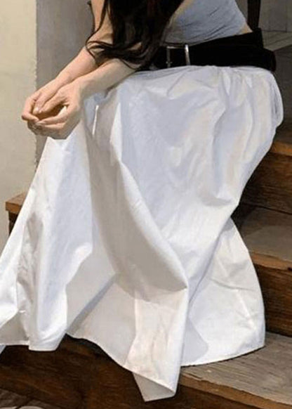 Fine White Solid High Waist Cotton Skirts Summer