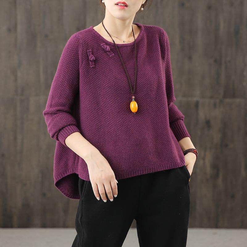 Loose Pullovers Vintage Irregular Sweaters