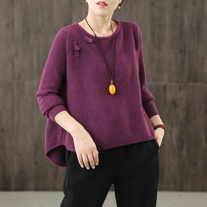 Loose Pullovers Vintage Irregular Sweaters