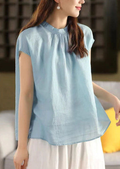 Casual Light Green Oversized Linen Tops Summer