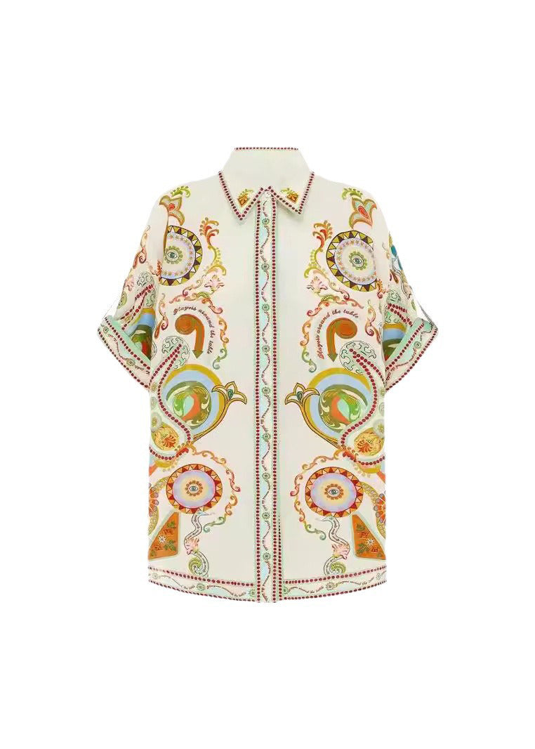 2025 New Fashion Graffiti Top And Shorts Set Summer