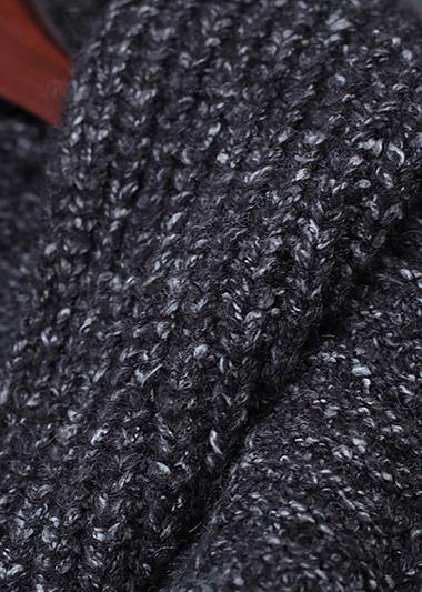 Winter hooded knitwear plus size clothing gray thick big pockets knitted cardigans