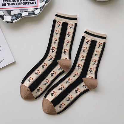 5 Pairs Women Pure Cotton Japan Style Socks