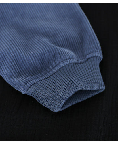 Corduroy Solid Color Plus Velvet Thick Loose Turtleneck Top