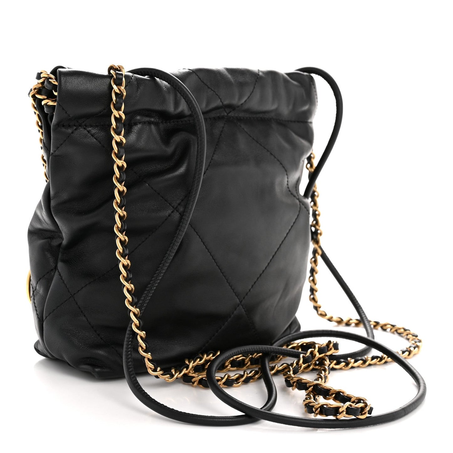 Shiny Calfskin Quilted Mini Chanel 22 Black