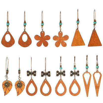 Bohemian Beaded Vintage Wooden Earrings