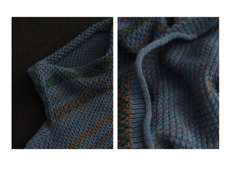 Vintage Cotton Knit Jacquard Turtleneck