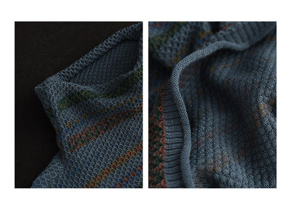 Vintage Cotton Knit Jacquard Turtleneck