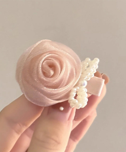 Cute Pink Chiffon Rose Bow Hairpin