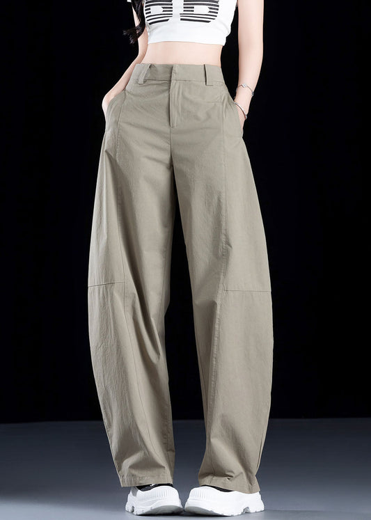2025 New White Pockets High Waist Cotton Pants Fall