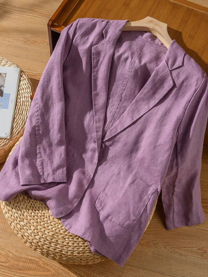Casual Linen Long Sleeve Cropped Blazer