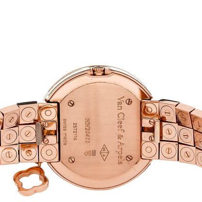 18K Rose Gold Diamond Bezel 32mm Charms Quartz Watch Black