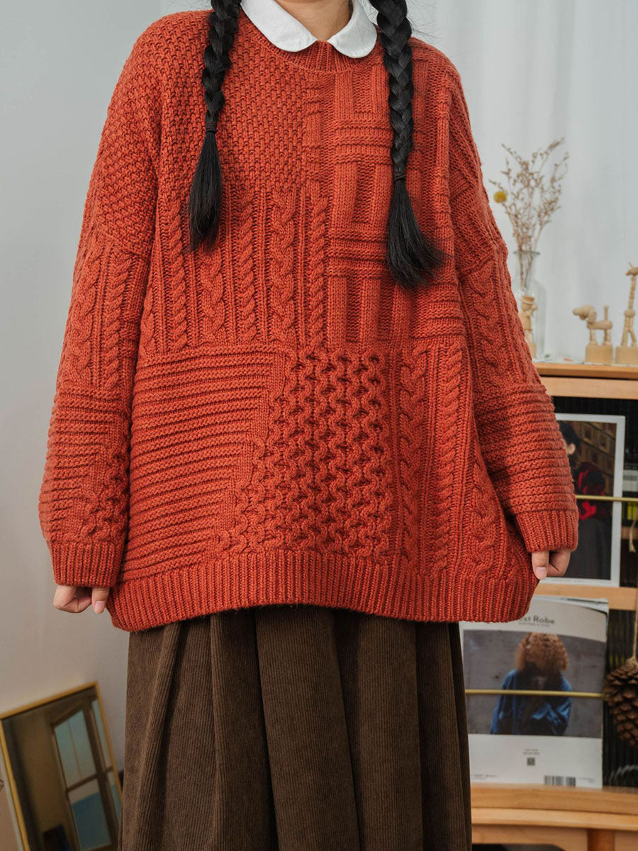 Winter Women Sweet Knitted Solid Loose Sweater