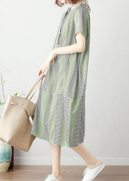 Organic patchwork Cotton tunic dress Work light green Dresses summer