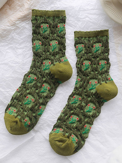 100% Cotton Preppy Style Women Socks 5 Pairs