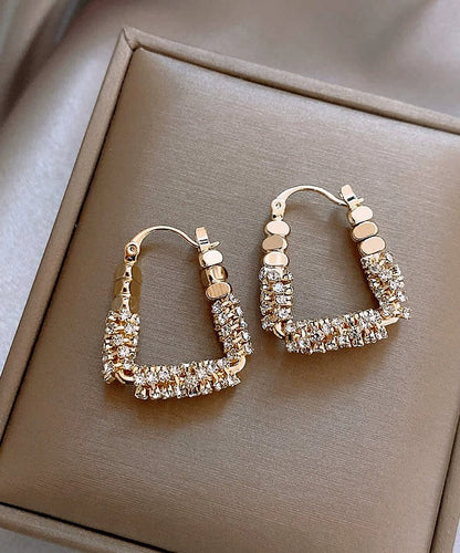 Casual Silk Copper Alloy Zircon Broken Silver Hoop Earrings