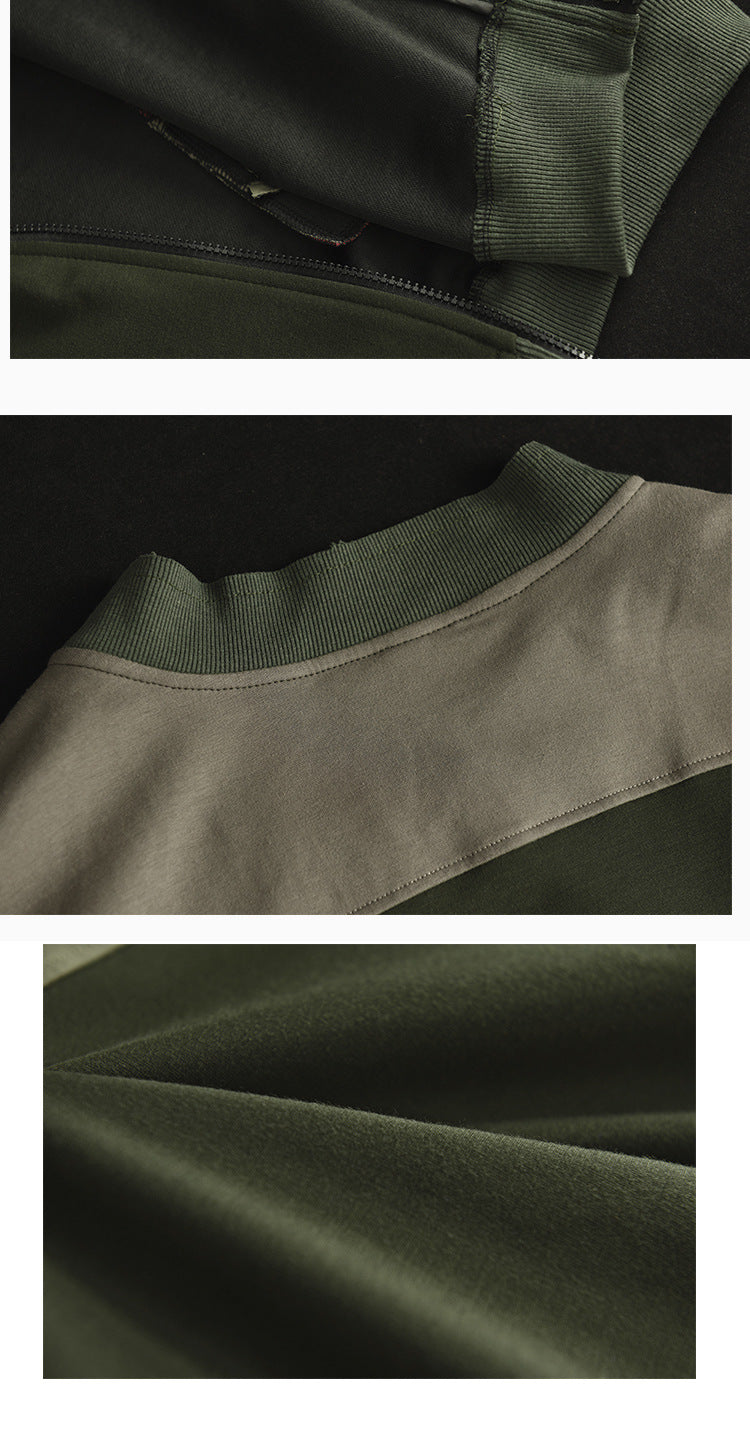 Retro Color-Blocking Loose Long-Sleeved Casual Literary Jacket