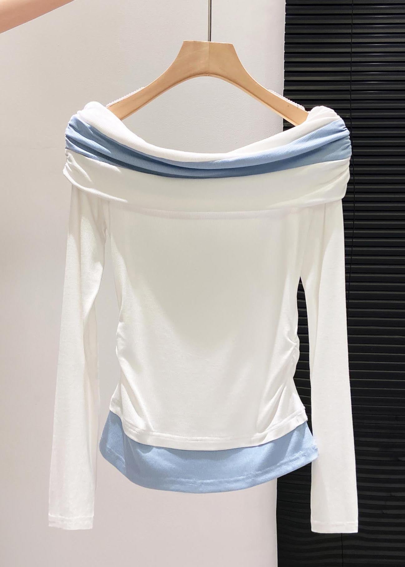 DIY Black Cold Shoulder Patchwork Cotton Shirt Top Fall