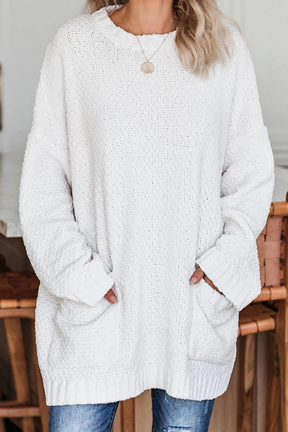 Double Pockets Casual Knitted Sweater