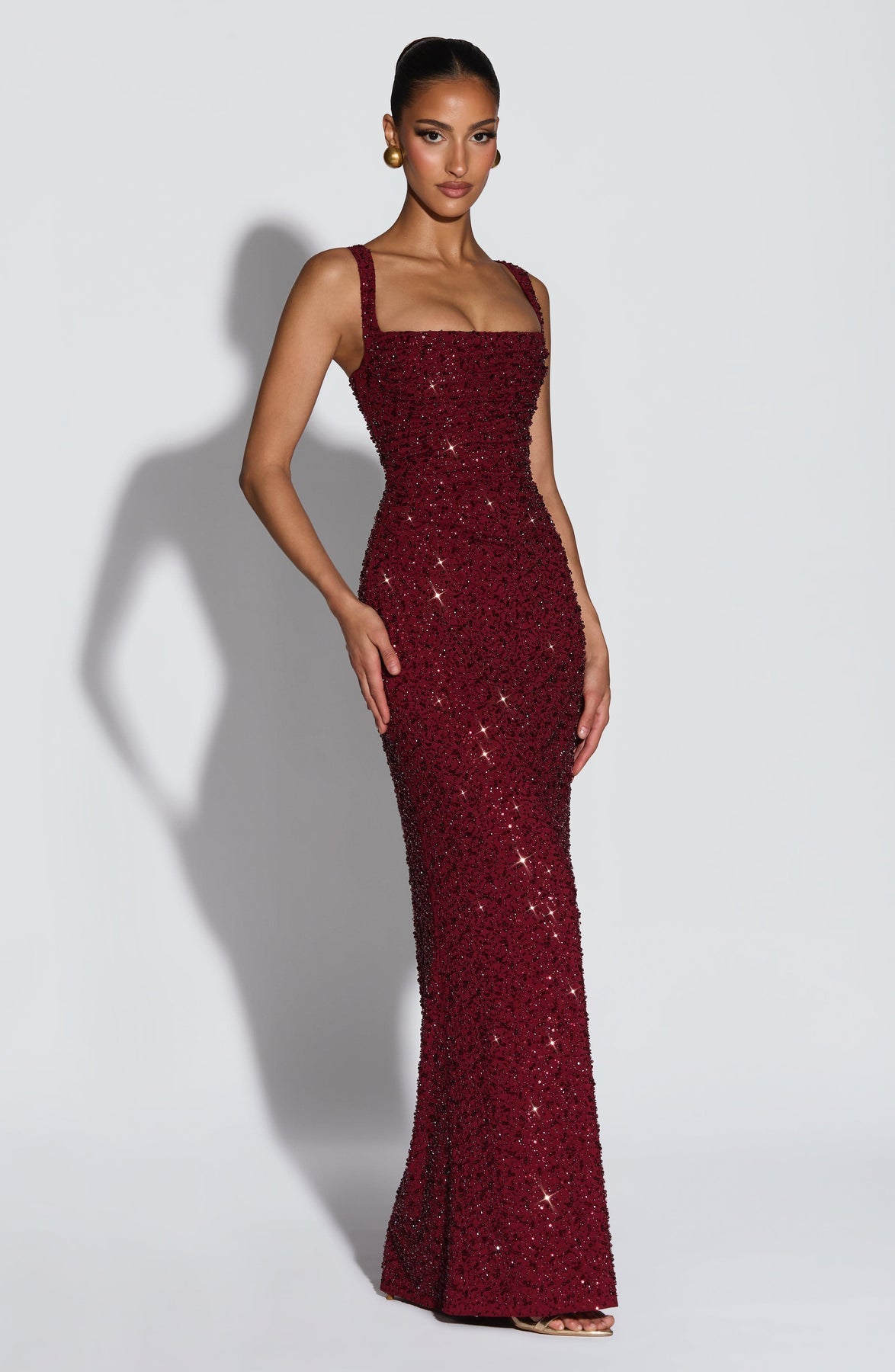 Sexy Strap off-Neck Slim-Fit Shiny Dress